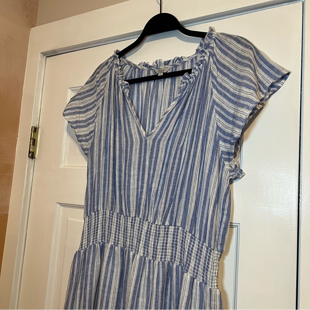 #64 RAILS AMELLIA STRIPED LINEN-BLEND MIDI DRESS $258 - Picture 3 of 7